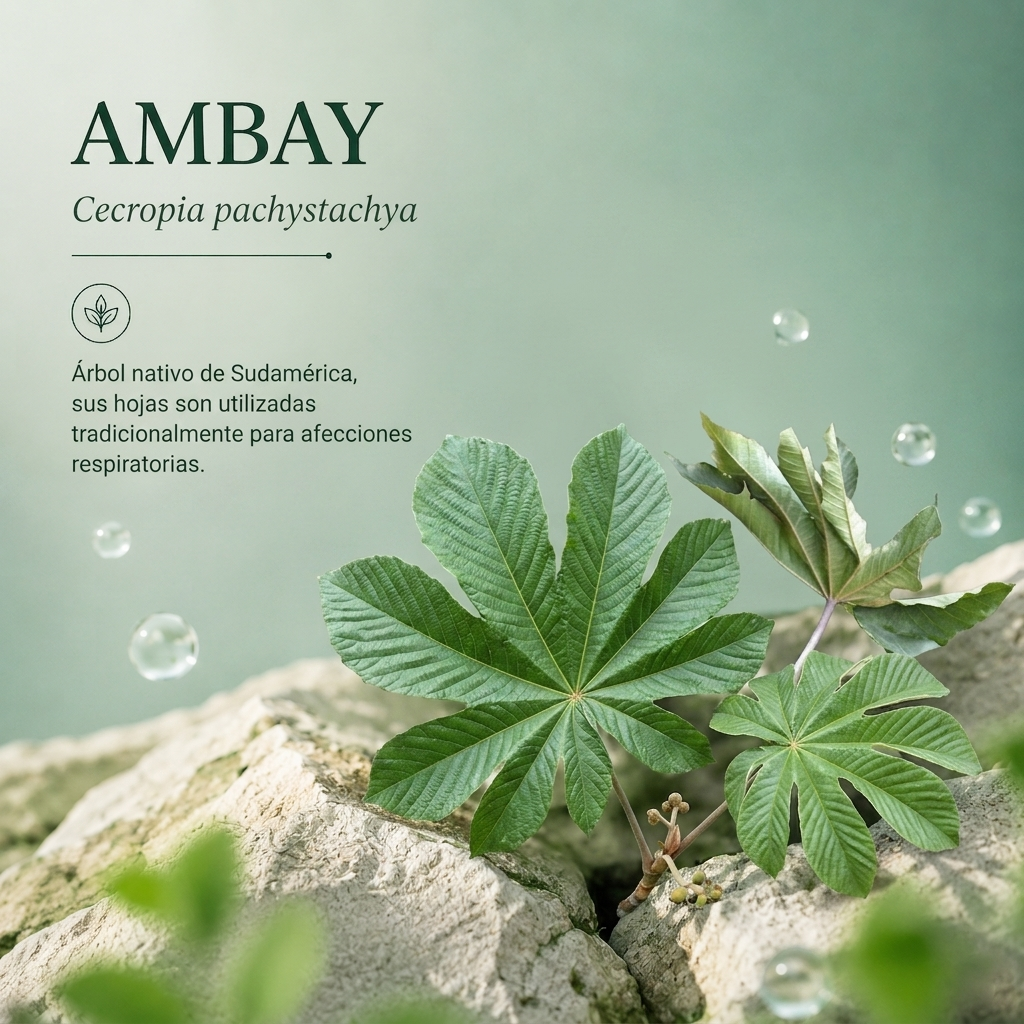 El ambay es un árbol nativo de Sudamérica — presente especialmente en Argentina, Brasil y Paraguay — cuyas hojas<br />
han sido utilizadas durante generaciones en la medicina tradicional de la región para el tratamiento de afecciones<br />
respiratorias.