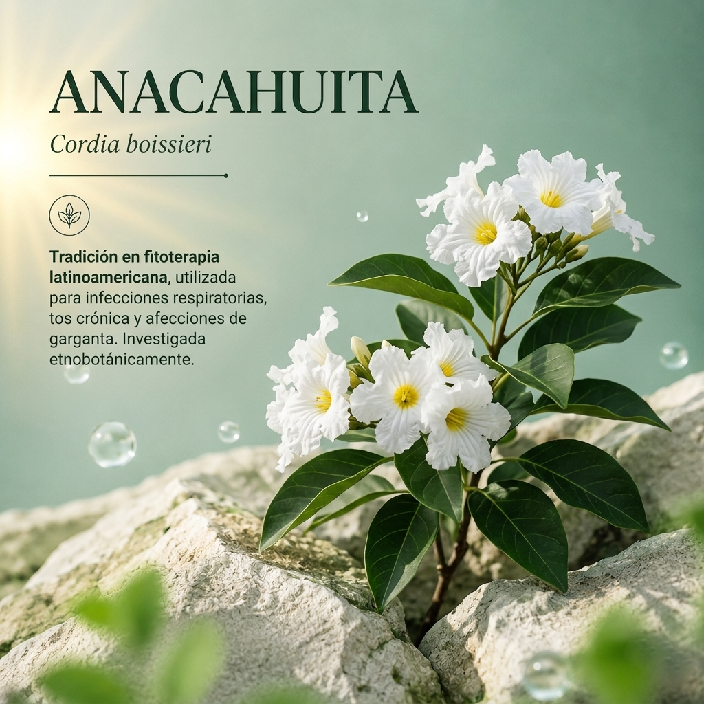 La anacahuita es una planta medicinal de amplia tradición en la fitoterapia latinoamericana, utilizada para infecciones<br />
respiratorias, tos crónica y afecciones de garganta. Sus propiedades antimicrobianas y antiinflamatorias han sido objeto<br />
de investigación etnobotánica en la región.